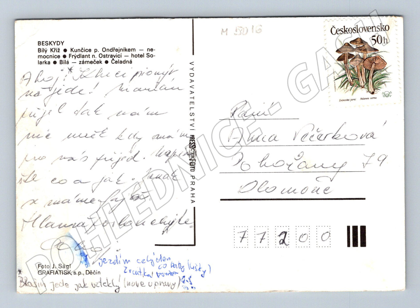 Postcard Beskydy Mountains greetings old (M5016)