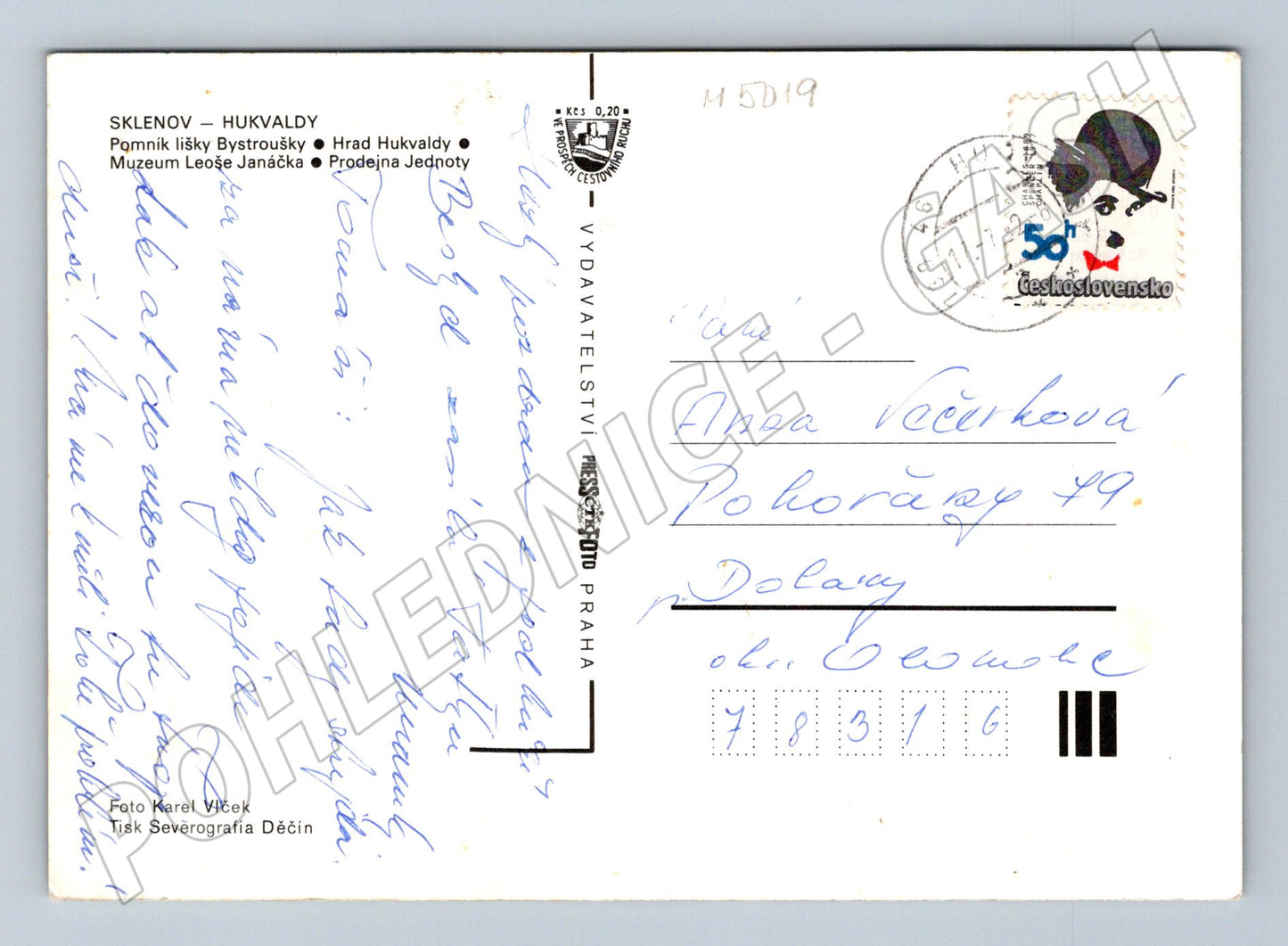 Postcard Sklenov Hukvaldy sights (M5019)
