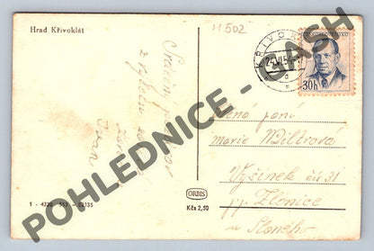 Pohlednice hrad Křivoklát ČSR 1954 (M502)
