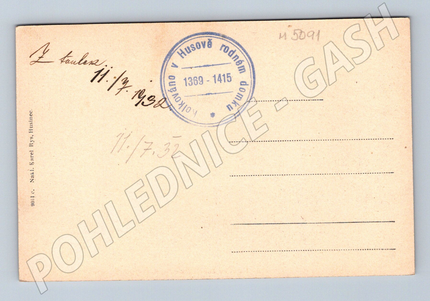 Postcard Husinec Hus's room (M5091)