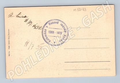 Postcard Husinec birthplace (M5093)