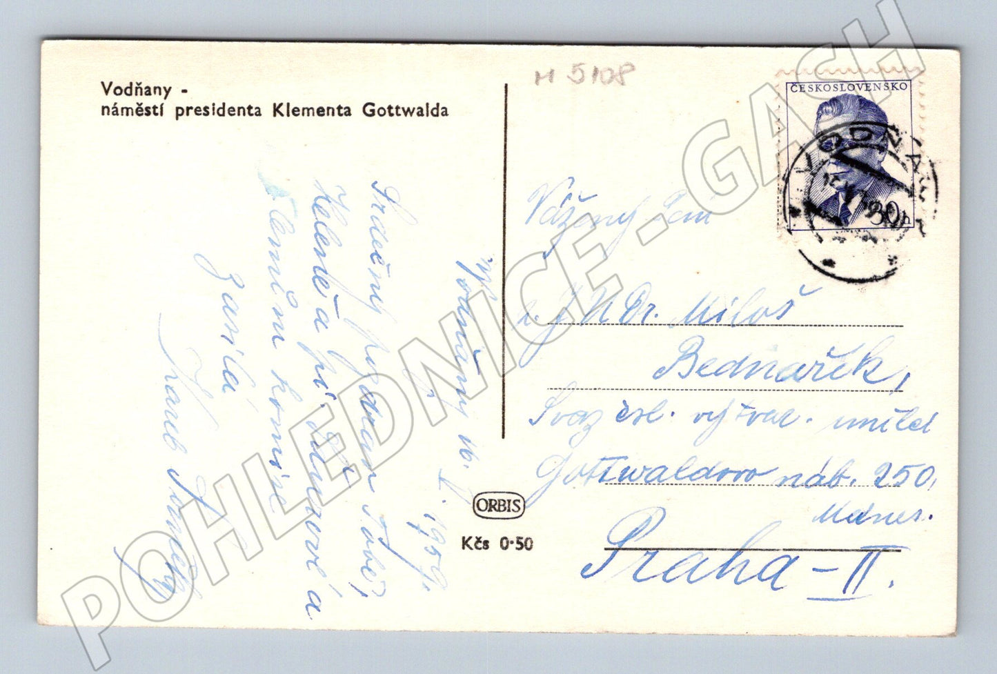 Postcard Vodňany Gottwald Square (M5108)