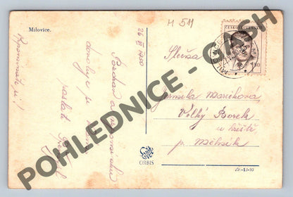 Pohlednice Milovice ČR 1950 (M511)