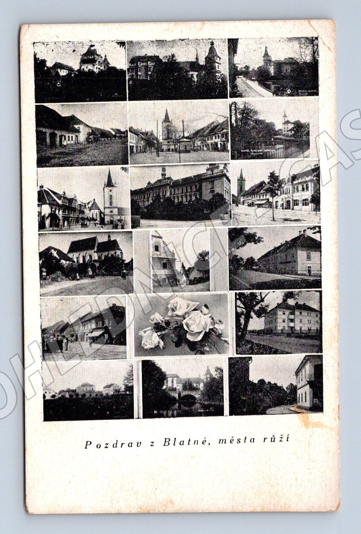 Postcard Blatná city of roses collage (M5129)