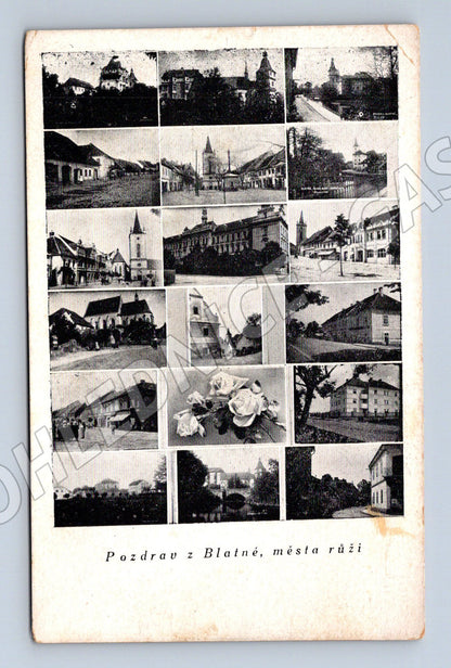 Postcard Blatná city of roses collage (M5129)
