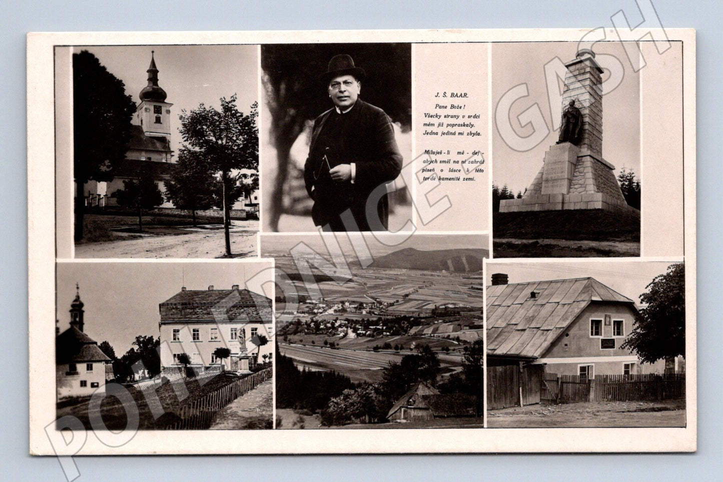 Postcard Chodsko collage of monuments (M5134)