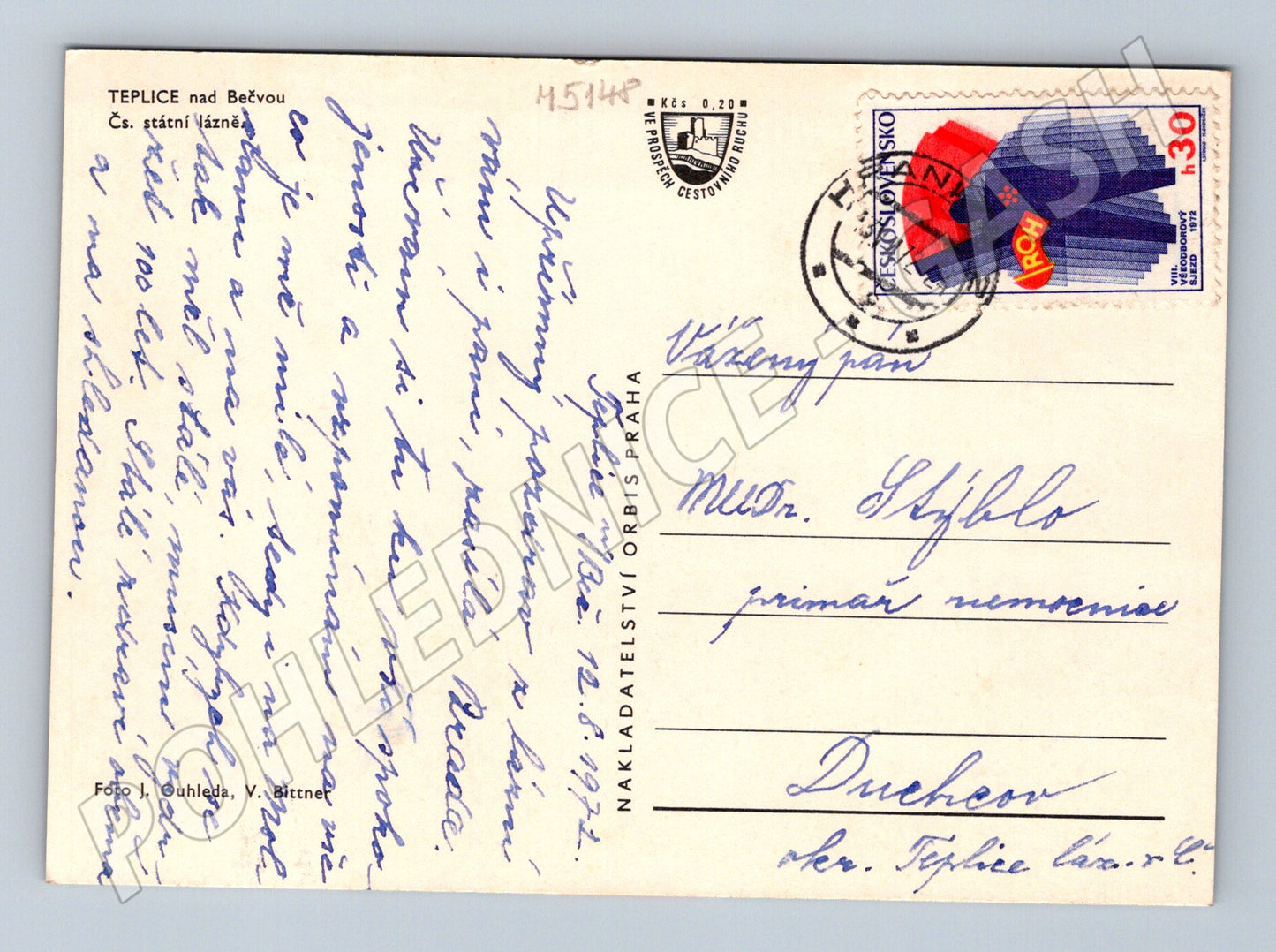 Postcard Teplice nad Bečvou spa town (M5148)