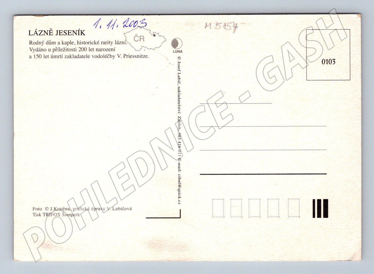 Pohlednice Lázně Jeseník Priessnitzův dům (M5154)