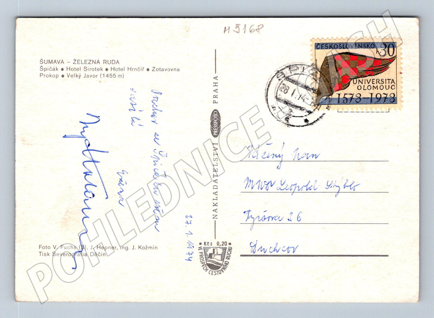 Pohlednice Železná Ruda zimní scenérie 1974 (M5168)