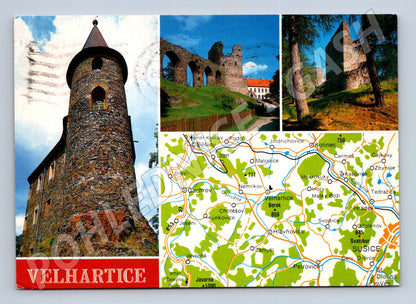 Postcard Velhartice castle collage 1995 (M5183)