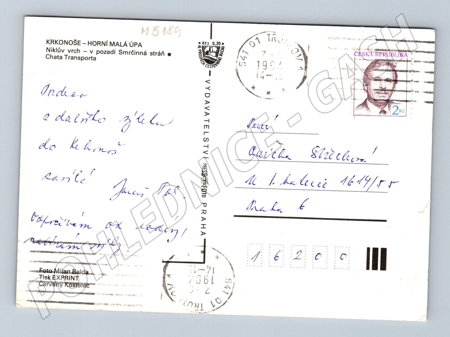 Pohlednice Krkonoše Niklův vrch 1994 (M5189)