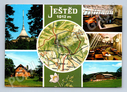 Pohlednice Ještěd 1012 m hotel interiér mapa (M5196)
