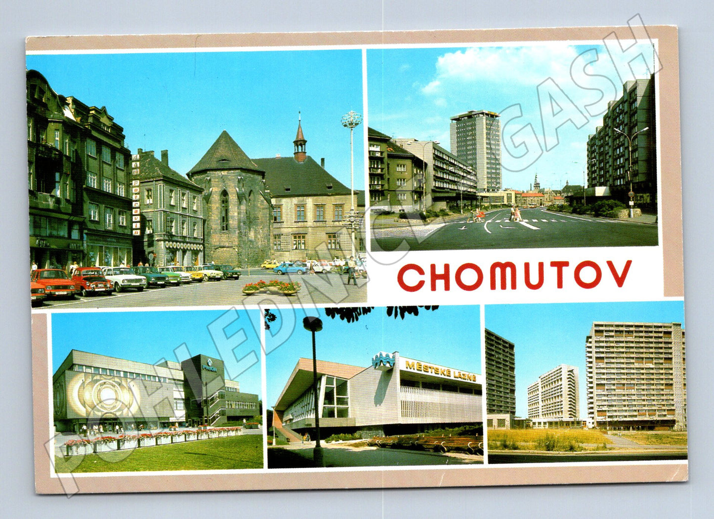 Postcard Chomutov, period, multiple shots (M5208)