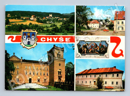 Postcard Chyše castle and surroundings collage (M5218)