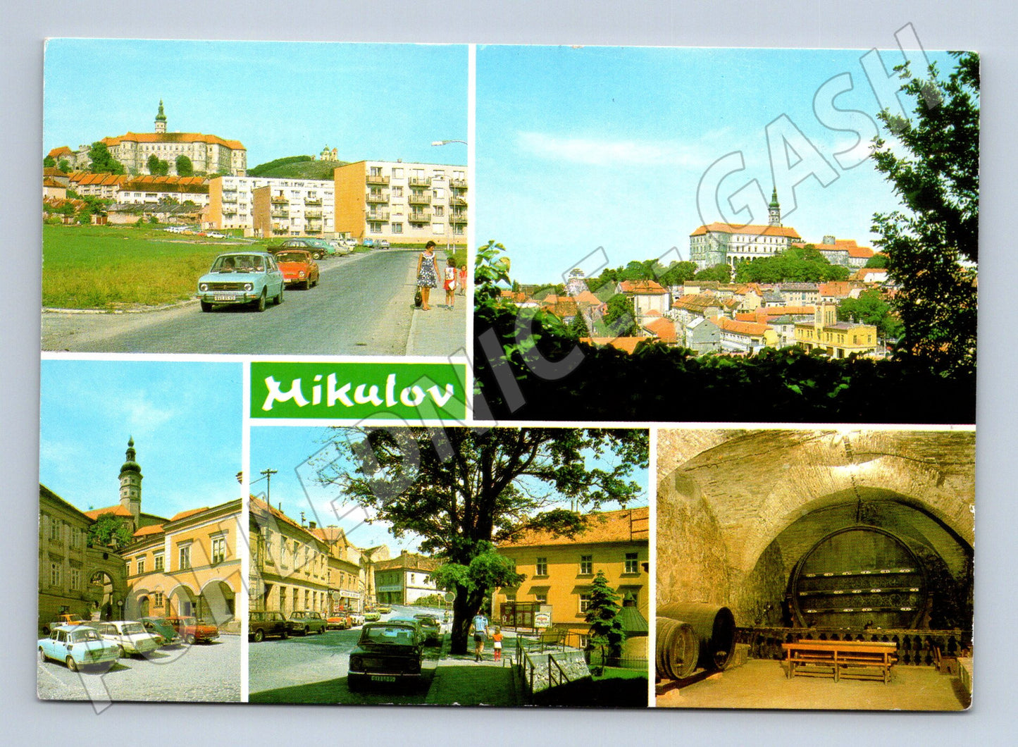 Pohlednice Mikulov zámek náměstí vinařství (M5220)