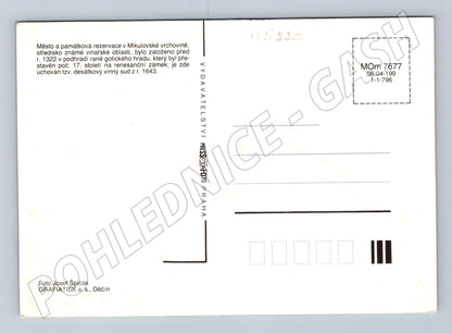 Pohlednice Mikulov zámek náměstí vinařství (M5220)