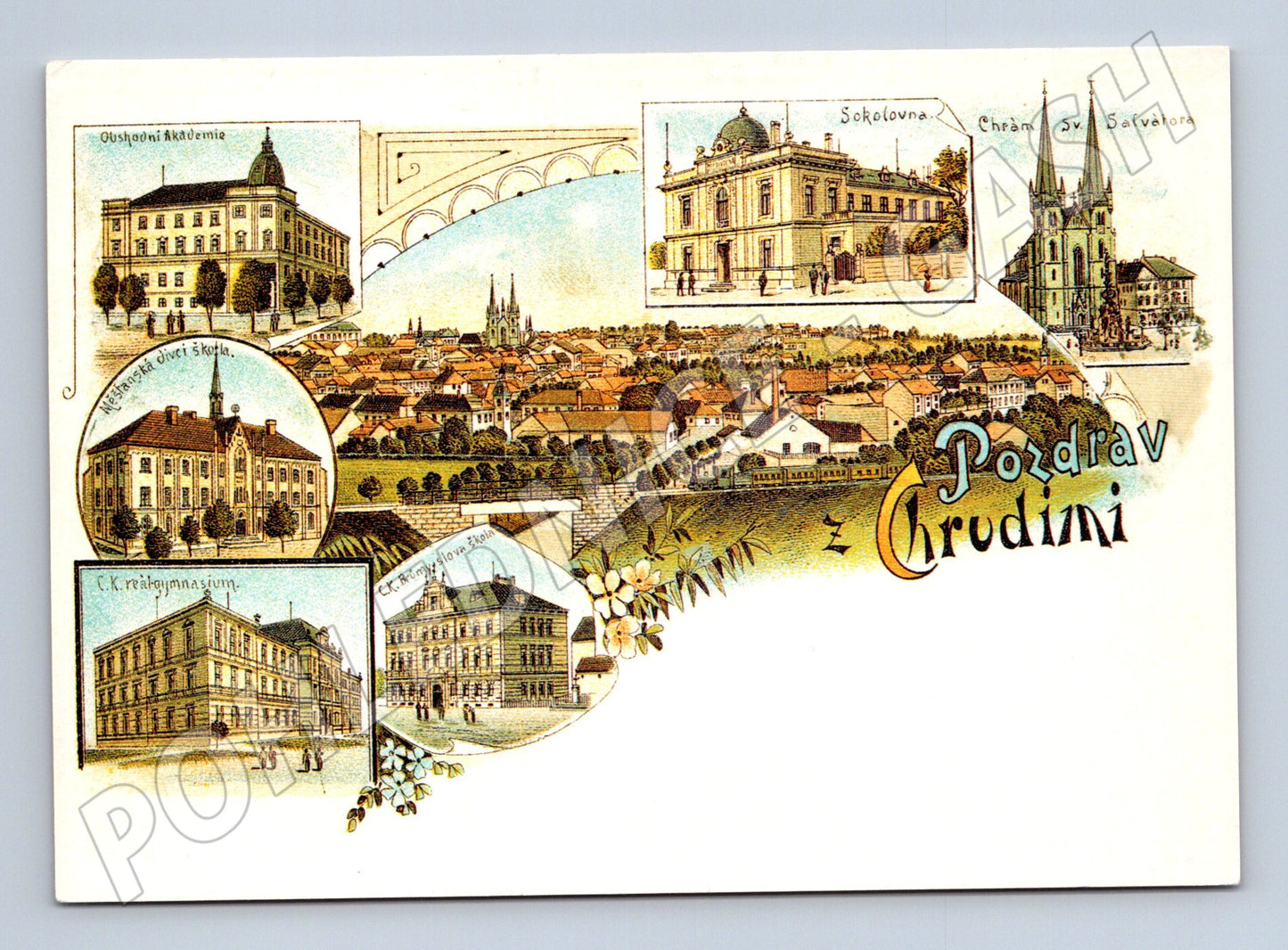 Postcard Chrudim turn of the century panorama (M5227)
