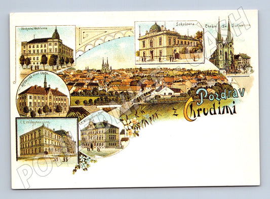 Postcard Chrudim turn of the century panorama (M5227)
