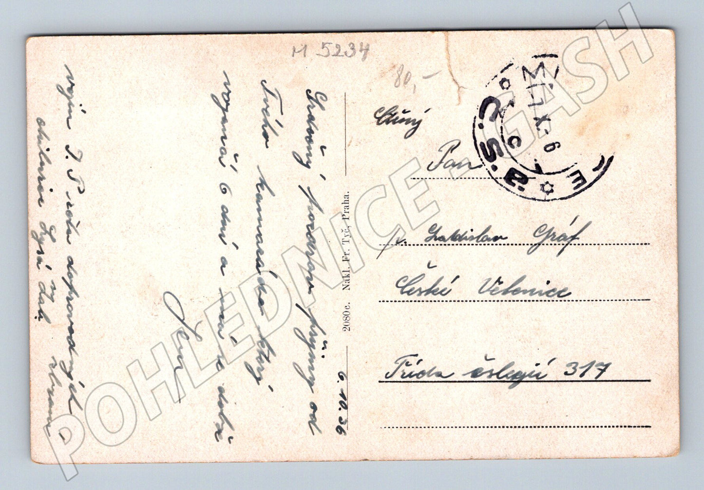 Pohlednice Milovice černobílá kolem 1930 (M5234)