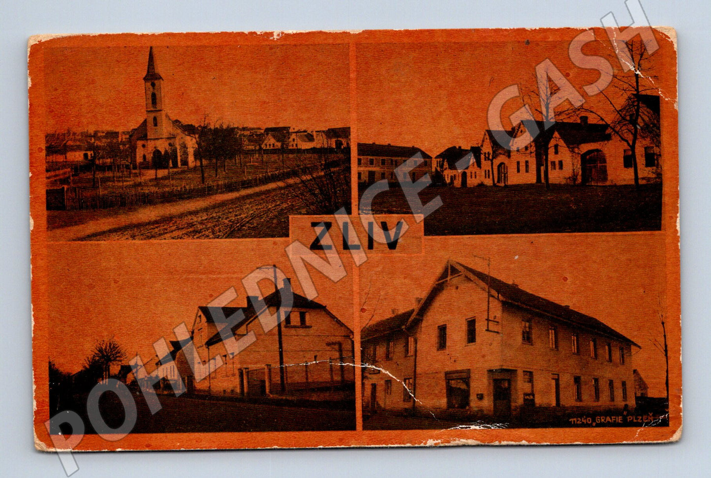 Postcard Zliv multiple shots Protectorate (M5246)