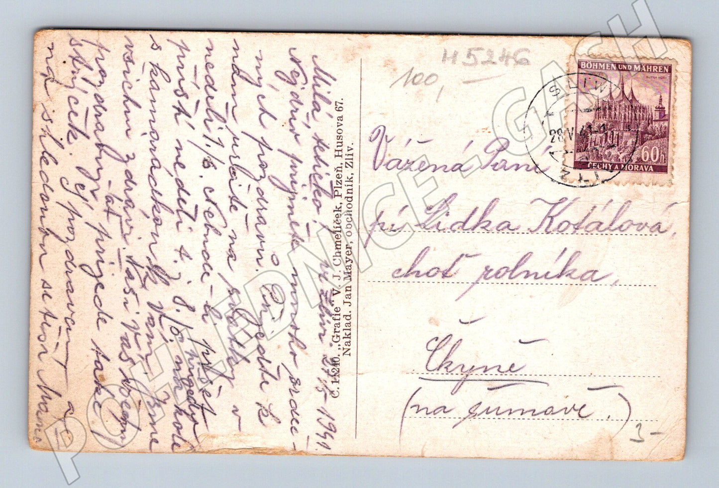 Postcard Zliv multiple shots Protectorate (M5246)