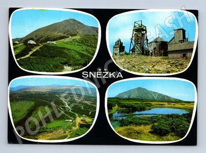 Postcard Sněžka Krkonoše multiple views (M5253)