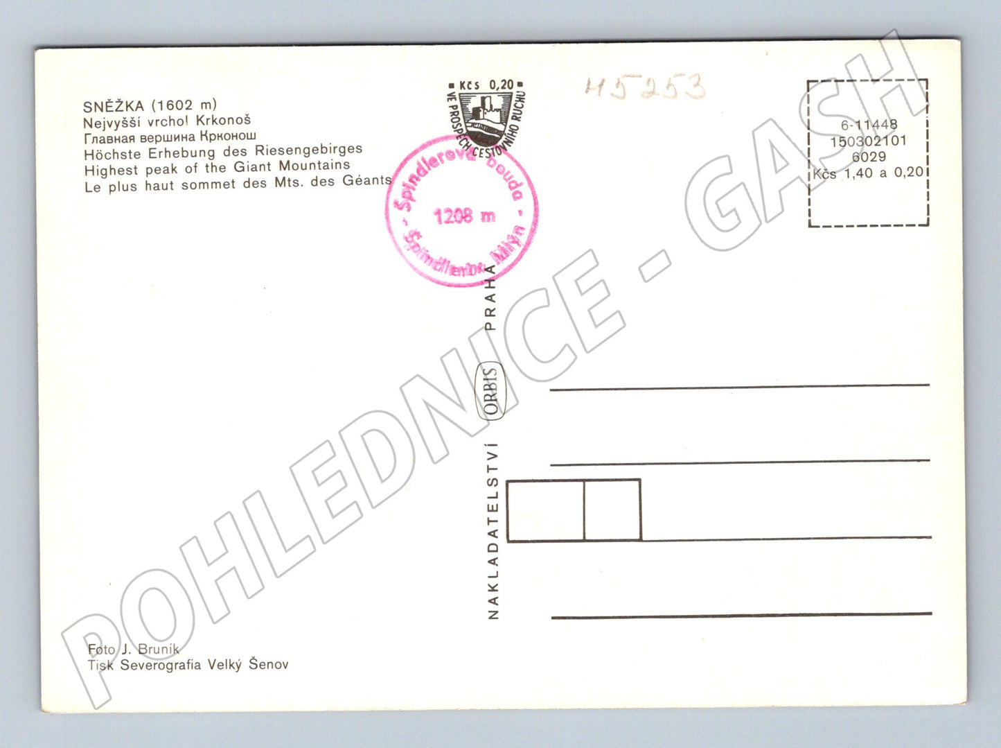 Postcard Sněžka Krkonoše multiple views (M5253)