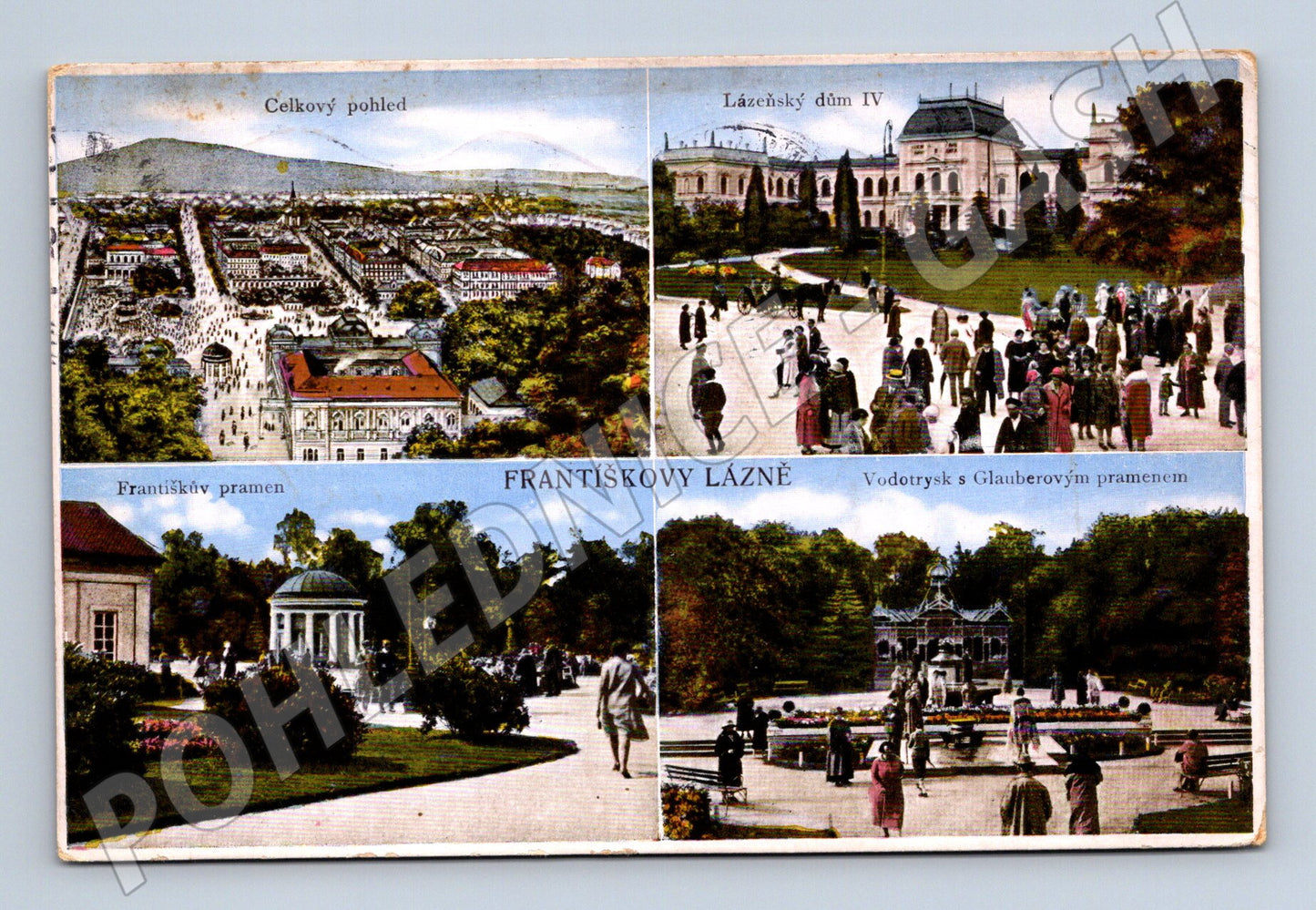 Pohlednice Františkovy Lázně kolorovaná 1929 (M5259)