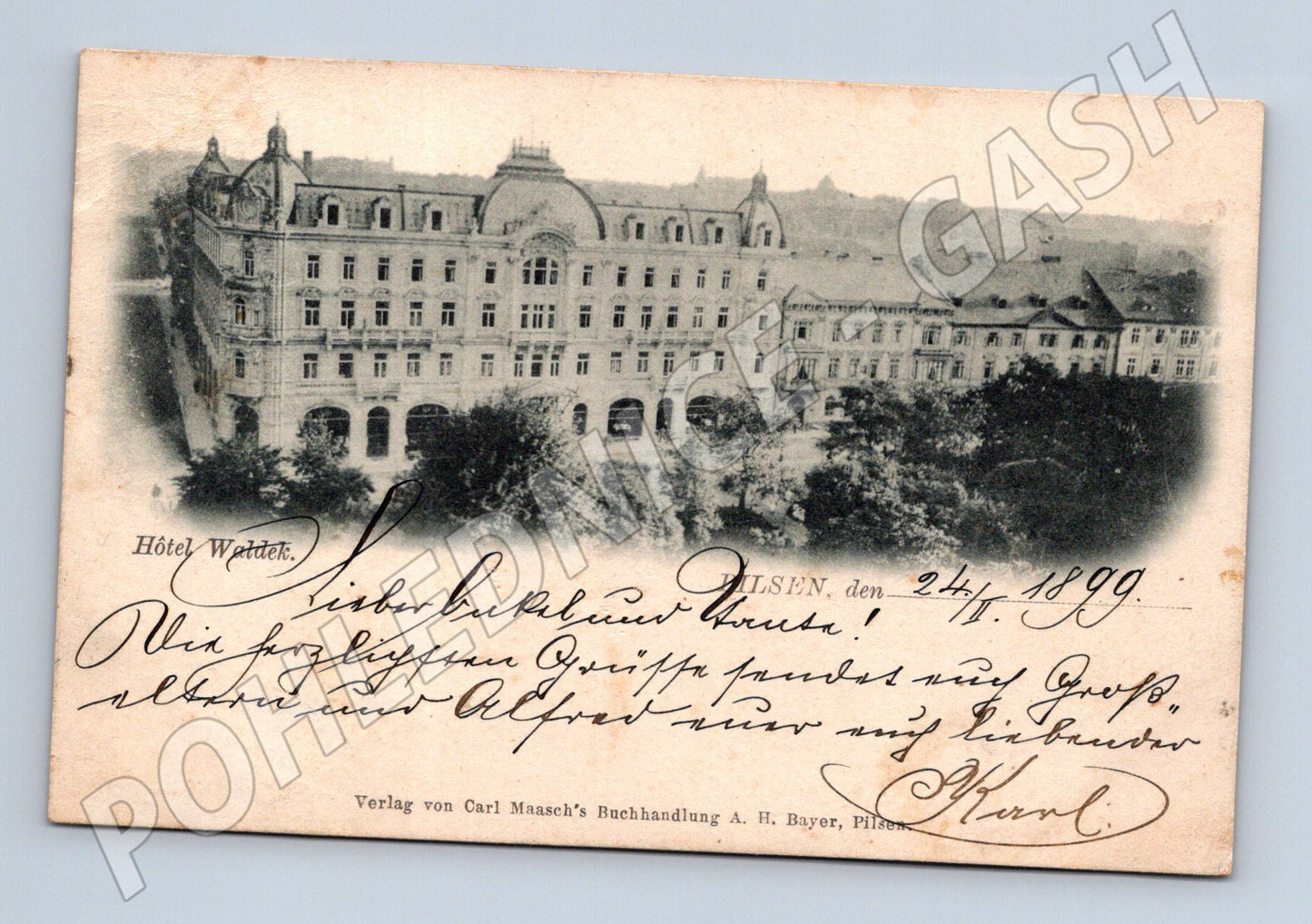 Postcard Pilsen Hotel Wettdek 1899 (M5275)