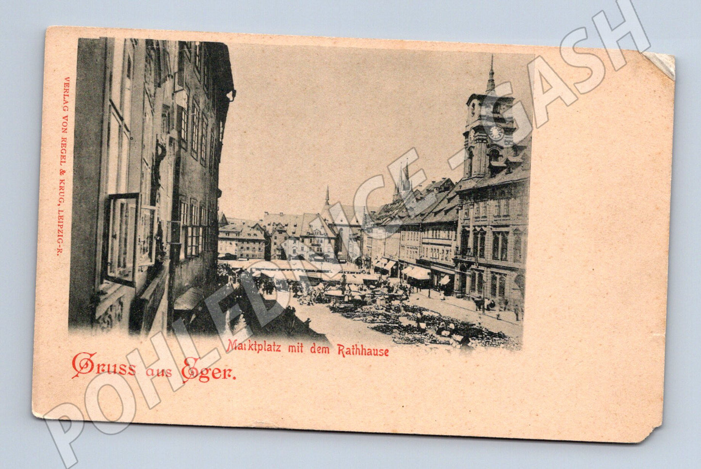 Postcard Cheb market town hall (M5286)