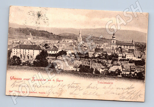 Pohlednice Kadaň celkový pohled 1902 (M5287)