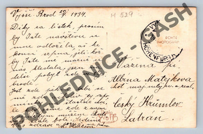 Pohlednice kostel Hohenfurth Vyšší Brod 1934 (M529)