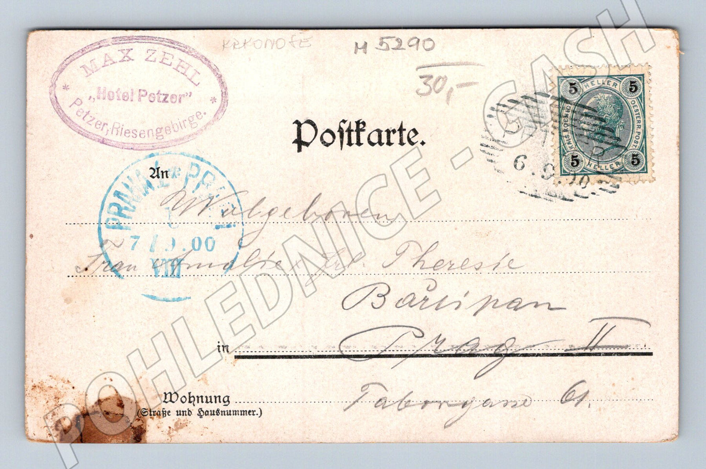 Postcard Petzer Giant Mountains 1900 (M5290)
