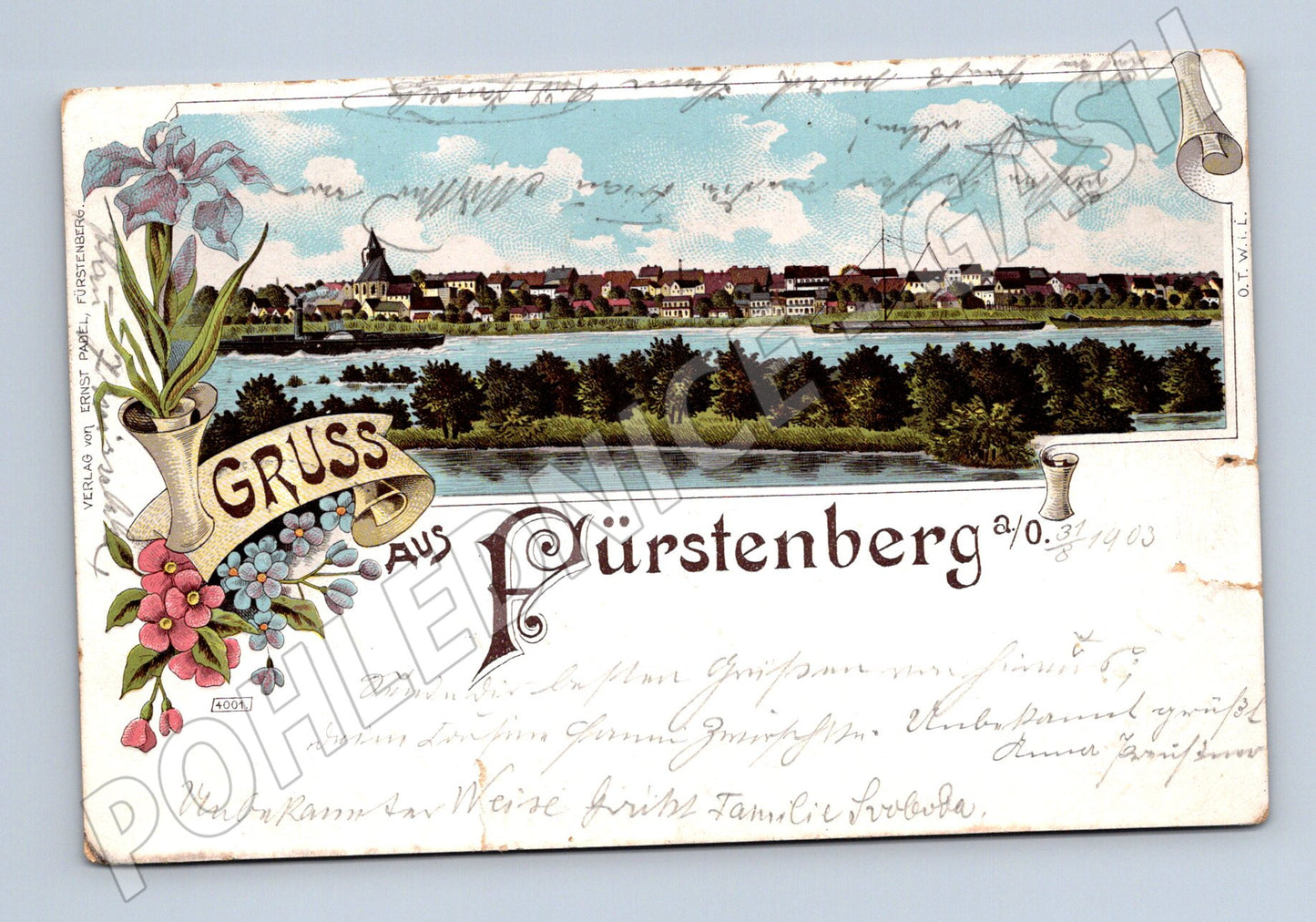 Postcard Fürstenberg 1903 Germany (M5293)