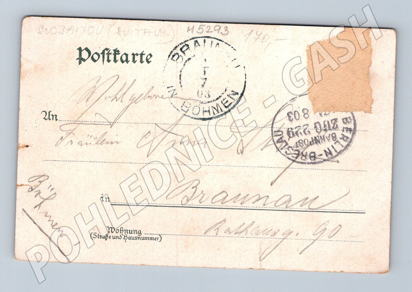 Postcard Fürstenberg 1903 Germany (M5293)