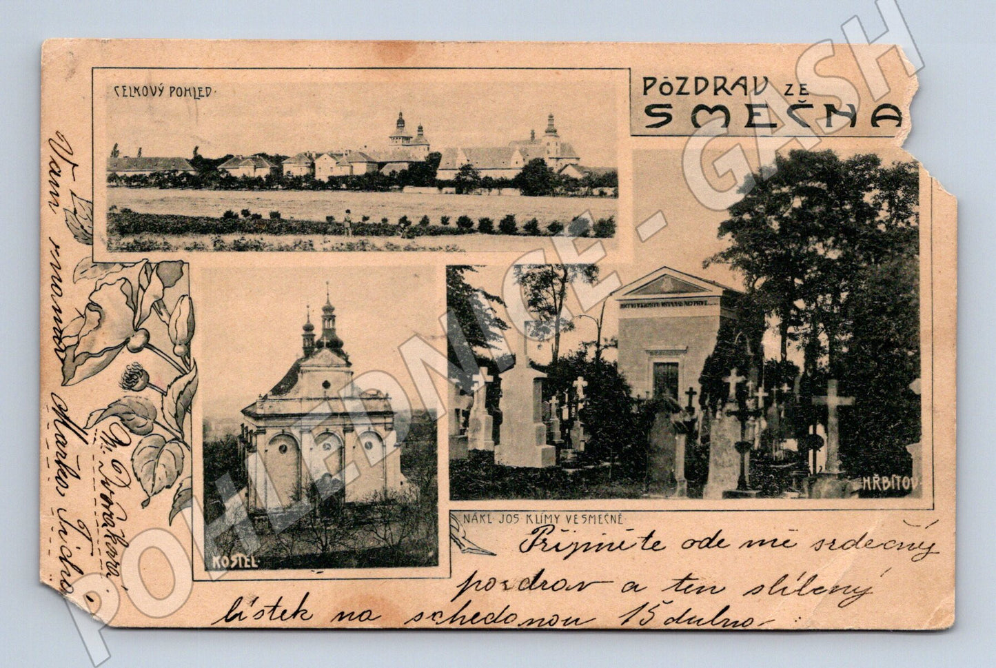 Postcard Smečno collage historical (M5298)