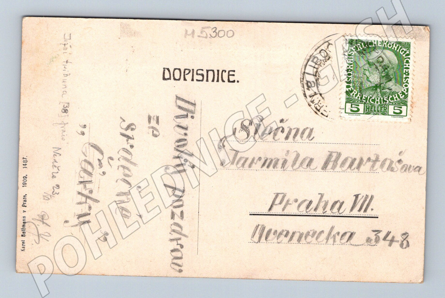 Pohlednice Praha Divoká Šárka 1909 (M5300)