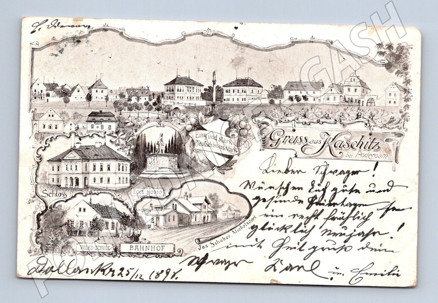 Pohlednice Kašice 1897 malý formát (M5319)