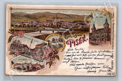 Postcard Písek 1898 stone bridge (M5331)