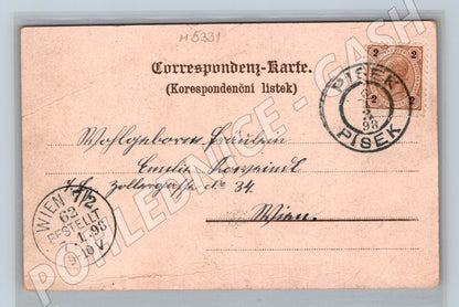 Postcard Písek 1898 stone bridge (M5331)