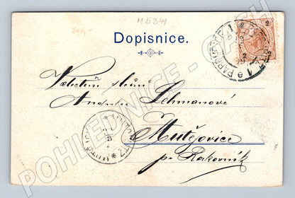 Postcard Pardubice town hall lithography (M5341)