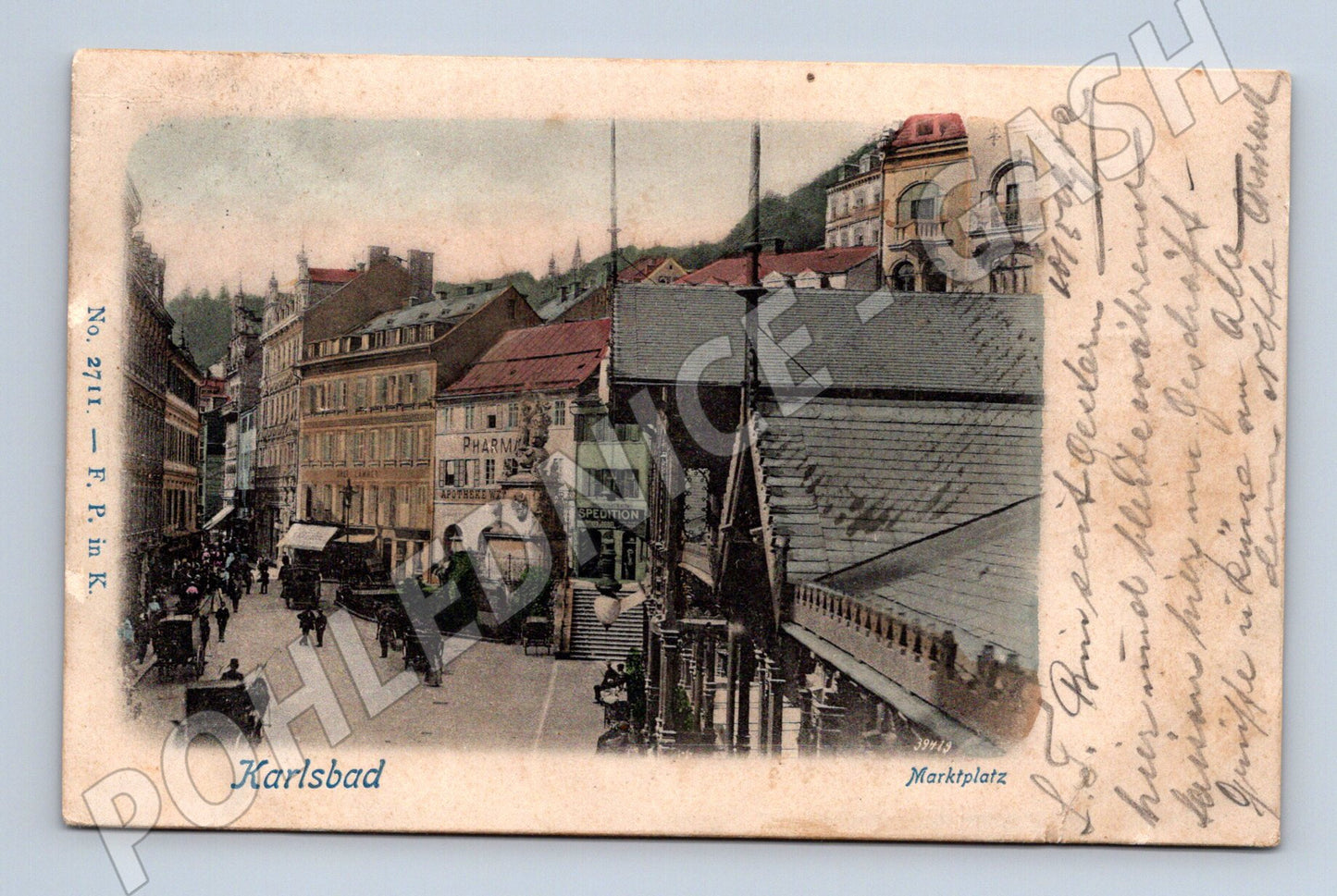 Postcard Karlovy Vary Marktplatz historical (M5356)