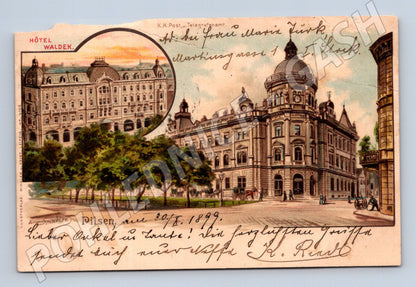 Postcard Pilsen Hotel Waldek 1899 (M5358)