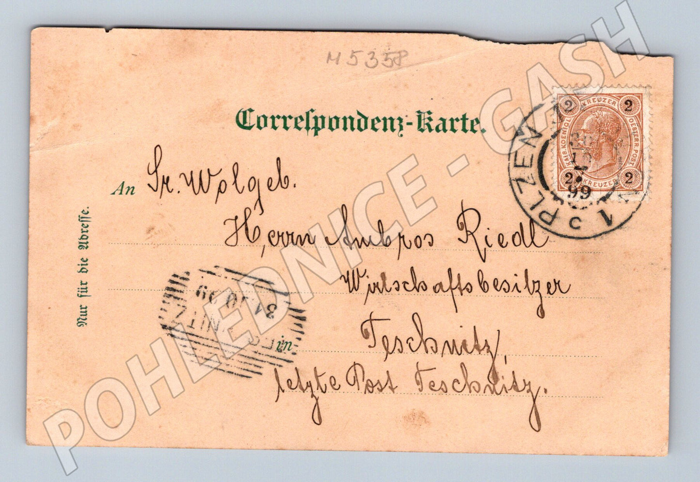 Postcard Pilsen Hotel Waldek 1899 (M5358)