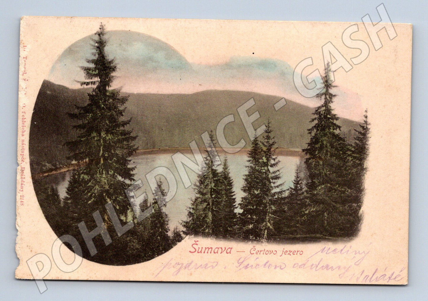 Postcard Šumava Devil's Lake historical (M5363)