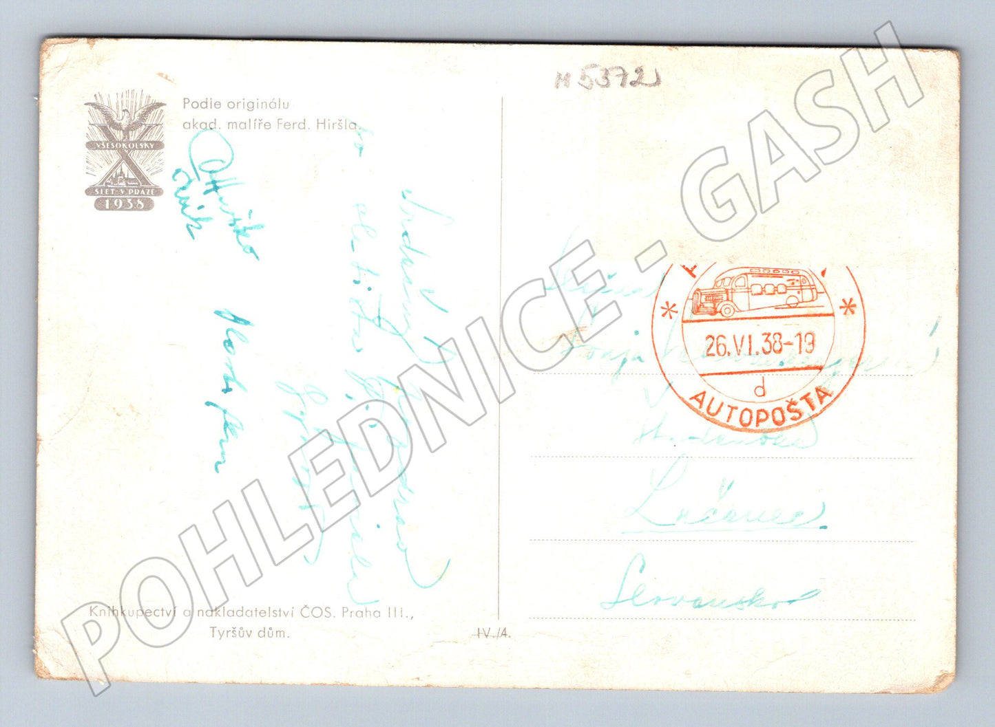 Pohlednice X slet Praha 1938 originál (M5372)