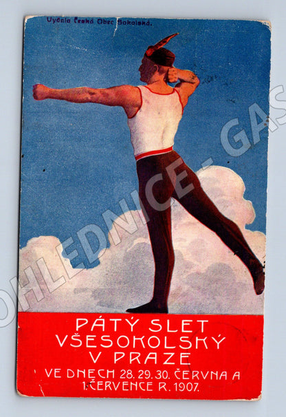 Pohlednice V slet Praha 1907 použité (M5376)