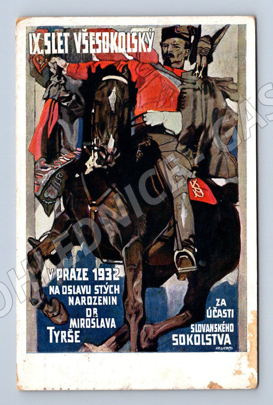 Pohlednice IX slet Praha 1932 koně originál (M5377)