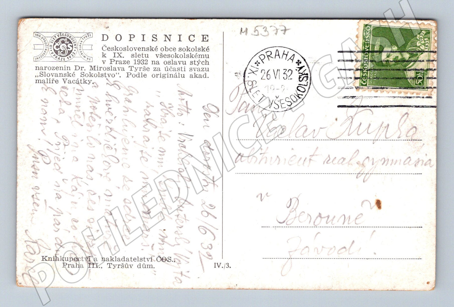 Pohlednice IX slet Praha 1932 koně originál (M5377)