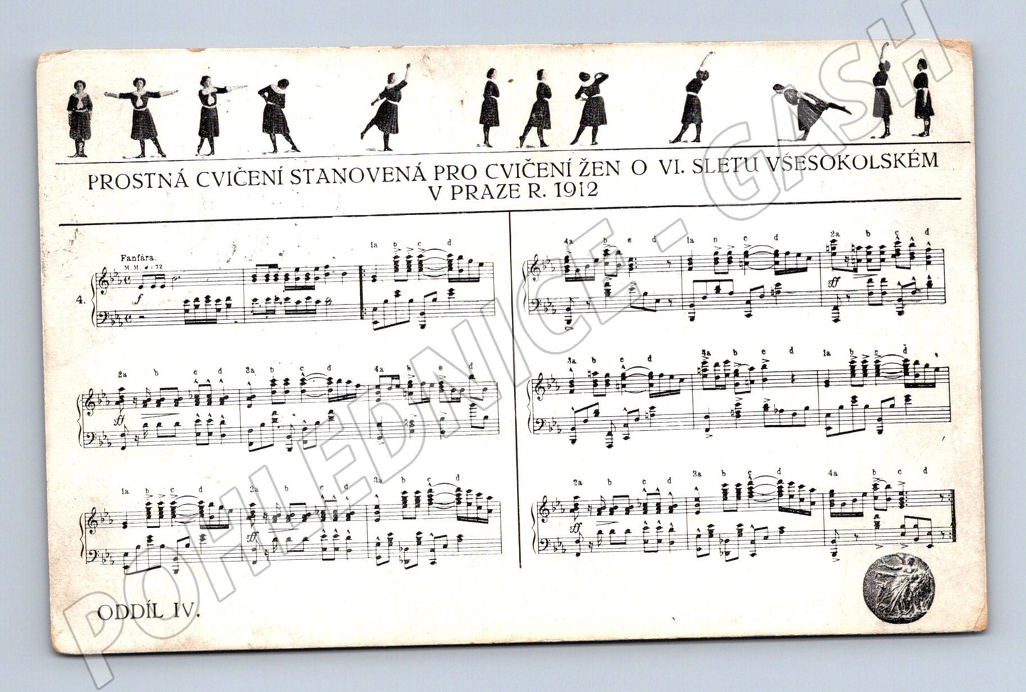Pohlednice VI slet Praha 1912 ženy noty (M5387)